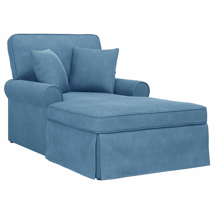 Chaise Lounge Met Rok 91 X 157 X 91 Cm Geribbelde Stof Blauw