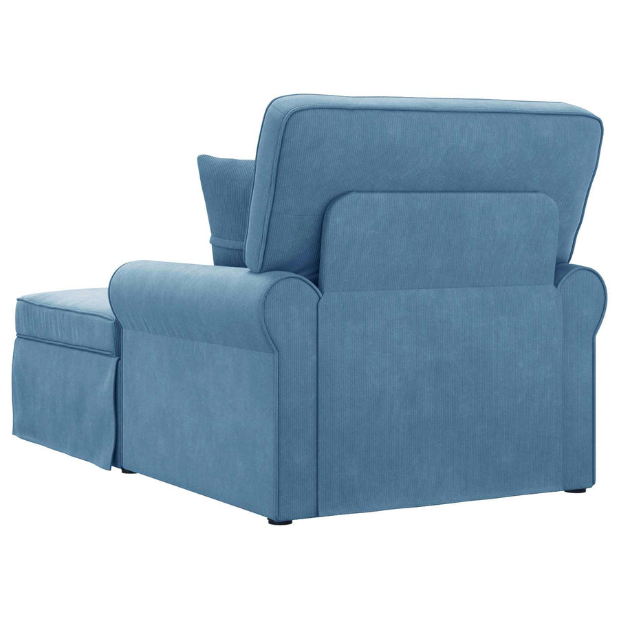 Chaise Lounge Met Rok 91 X 157 X 91 Cm Geribbelde Stof Blauw