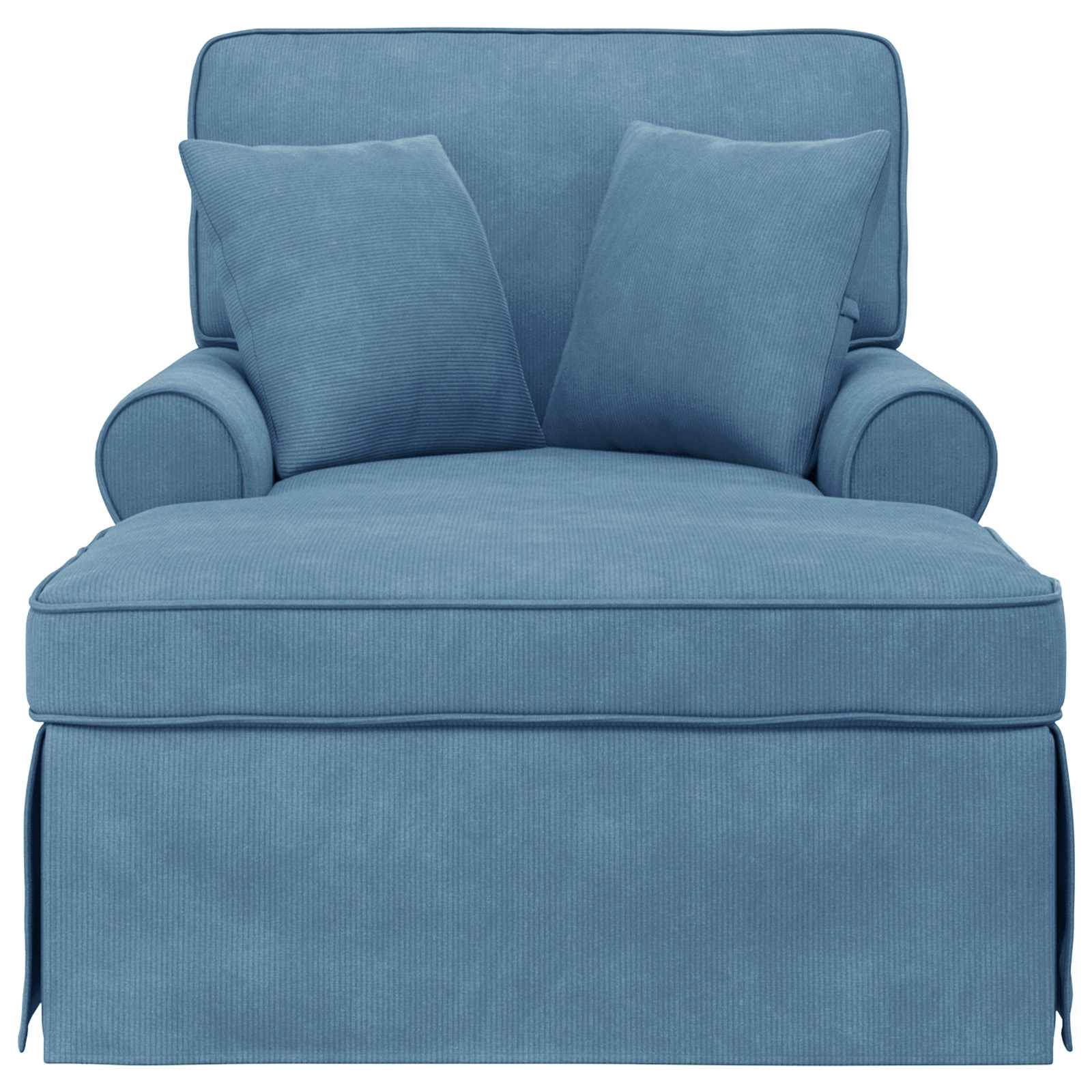 Chaise Lounge Met Rok 91 X 157 X 91 Cm Geribbelde Stof Blauw