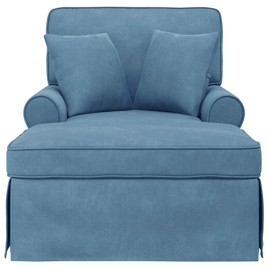 Chaise Lounge Met Rok 91 X 157 X 91 Cm Geribbelde Stof Blauw