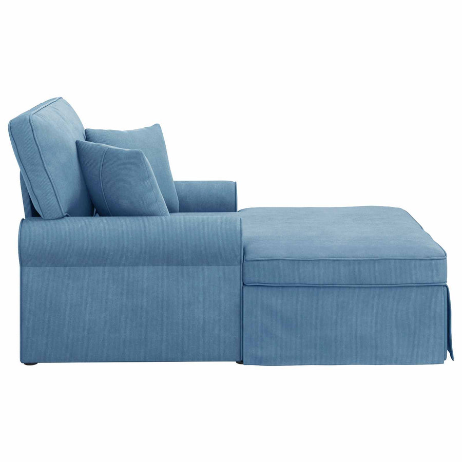Chaise Lounge Met Rok 91 X 157 X 91 Cm Geribbelde Stof Blauw