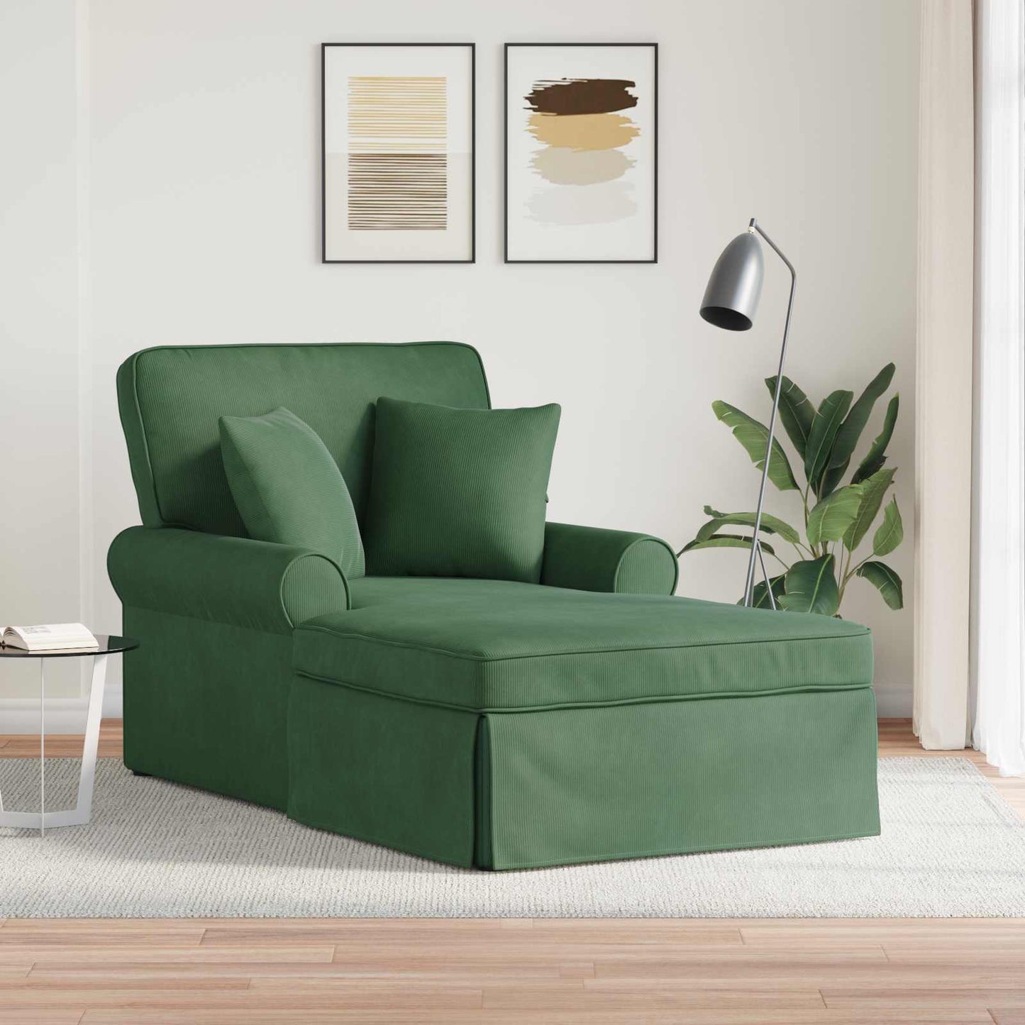 Chaise Lounge Met Rok Met Kussen 91 X 157 X 91 Cm Jungle groen