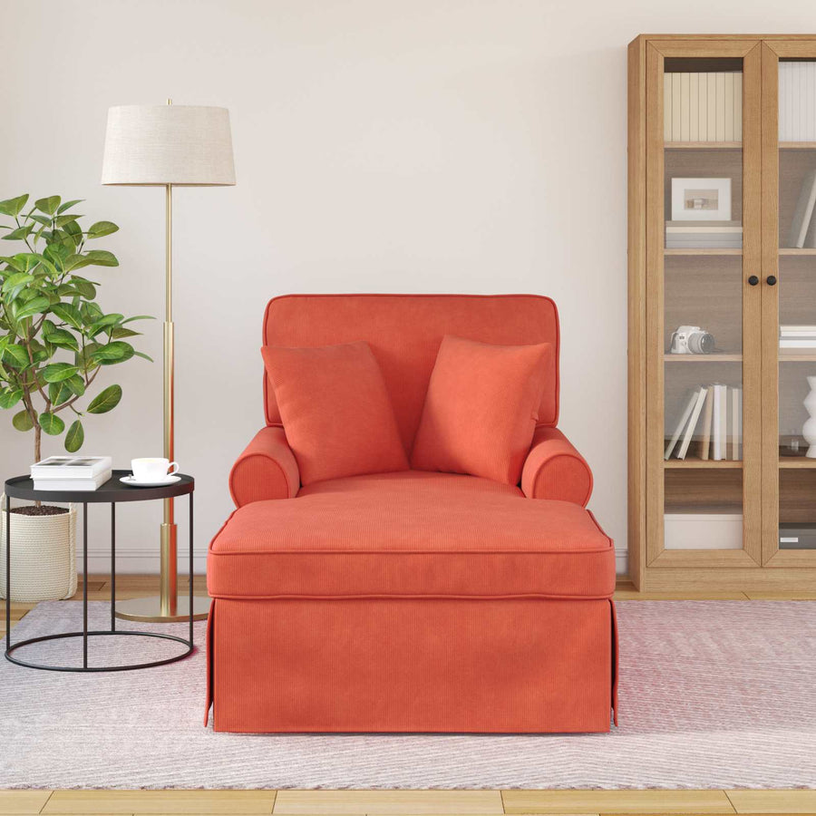 Chaise Lounge Met Rok Met Kussen 91 X 157 X 91 Cm Rood-oranje