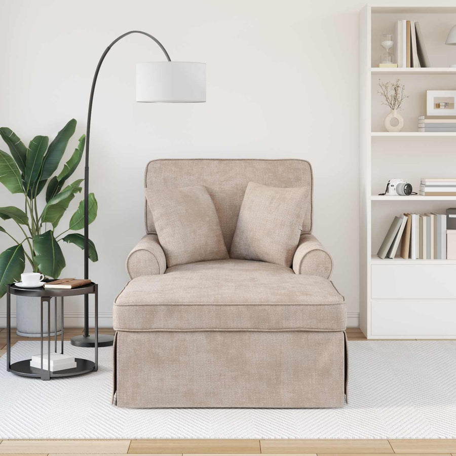 Chaise Lounge met Rok met kussen Beige 157 x 91 x 91 cm ARES