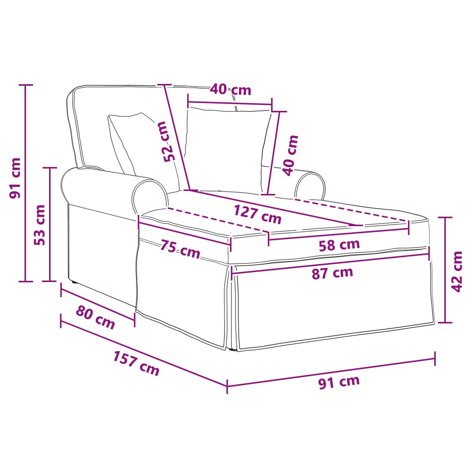 Chaise Lounge met Rok Lichtgrijs 157 x 91 x 91 cm ARES