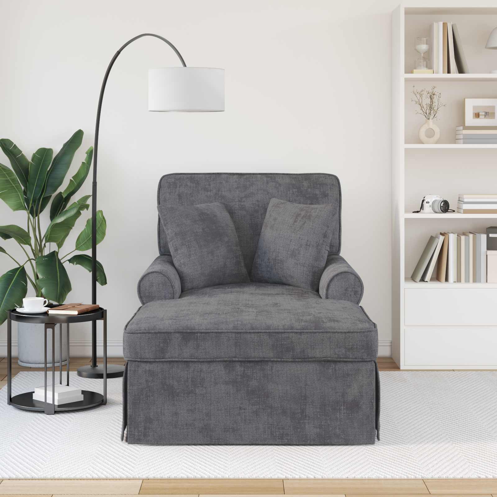 Chaise Lounge met Rok Donkergrijs 157 x 91 x 91 cm ARES