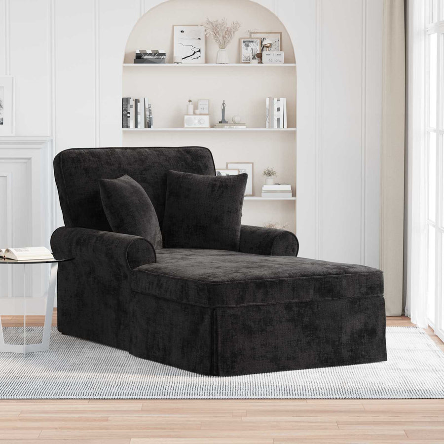 Chaise Lounge met Rok met kussen Zwart 157 x 91 x 91 cm ARES