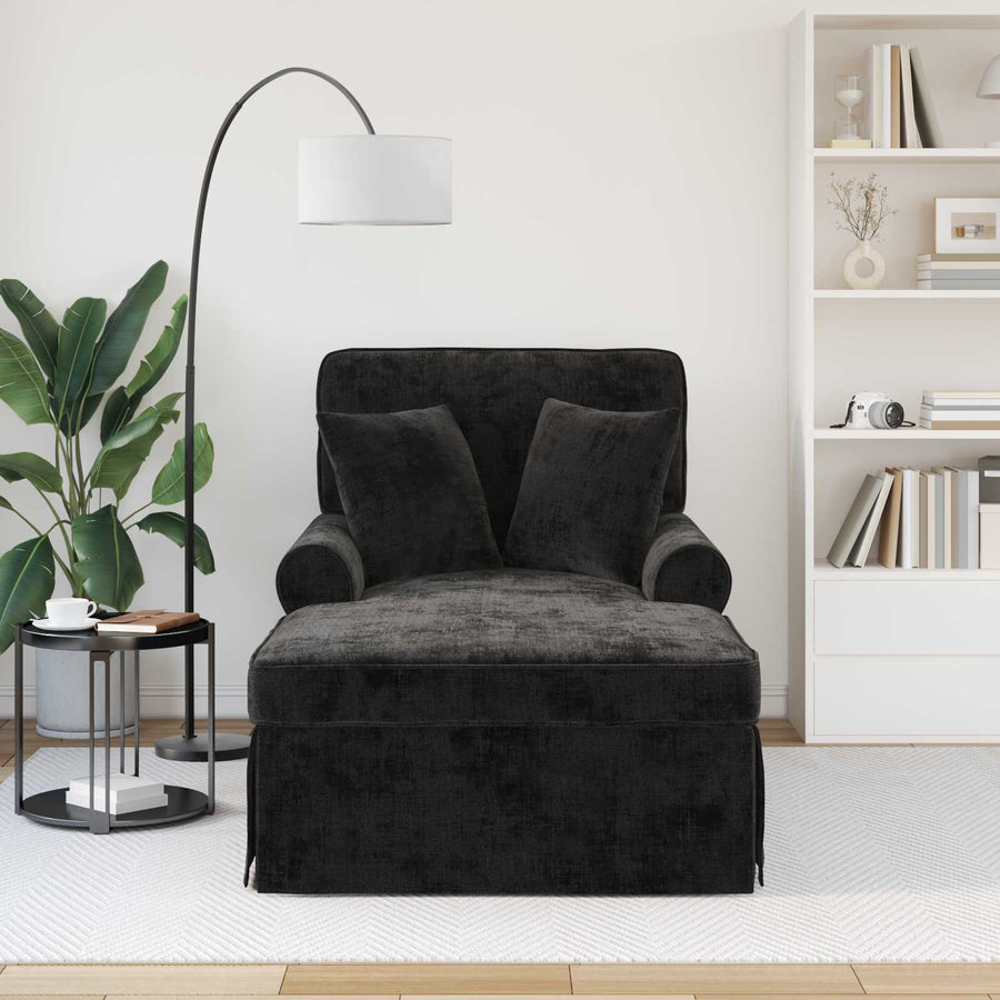 Chaise Lounge met Rok met kussen Zwart 157 x 91 x 91 cm ARES