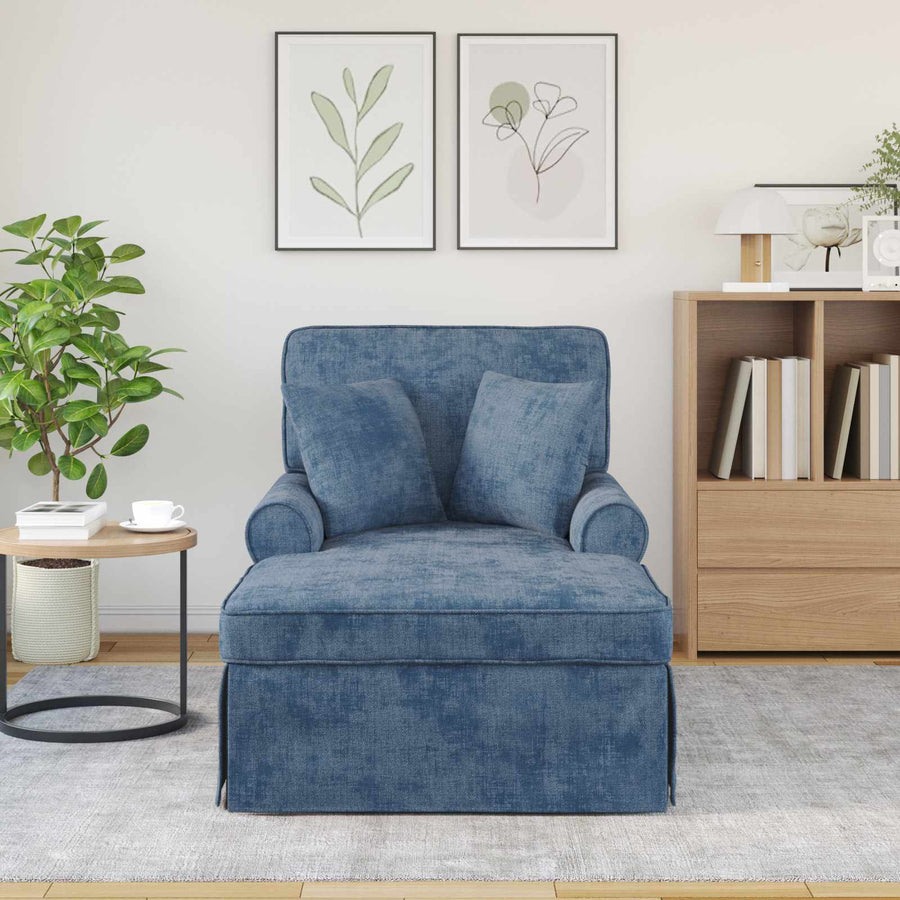 Chaise Lounge met Rok met kussen Blauw 157 x 91 x 91 cm ARES