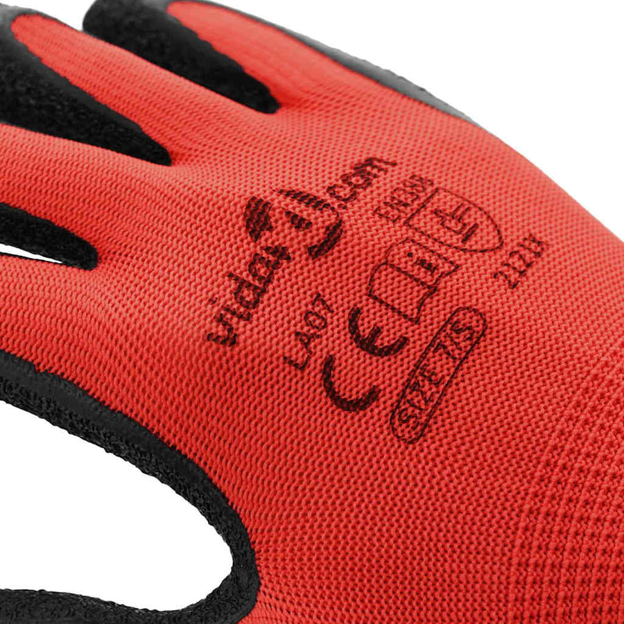 Werkhandschoenen 24 pcs Rood en Zwart 7 / S Latexcoating