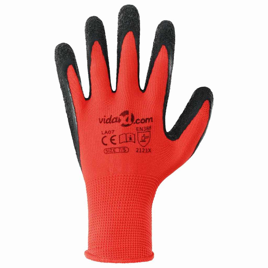 Werkhandschoenen 24 pcs Rood en Zwart 7 / S Latexcoating