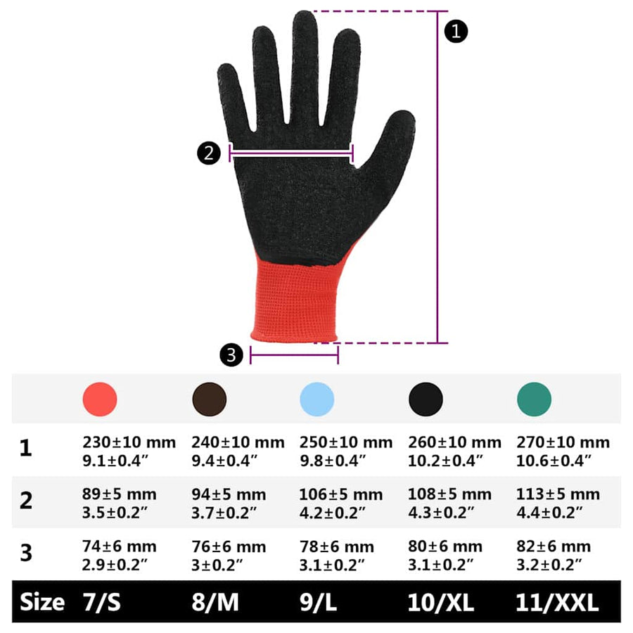 Werkhandschoenen 24 pcs Rood en Zwart 7 / S Latexcoating