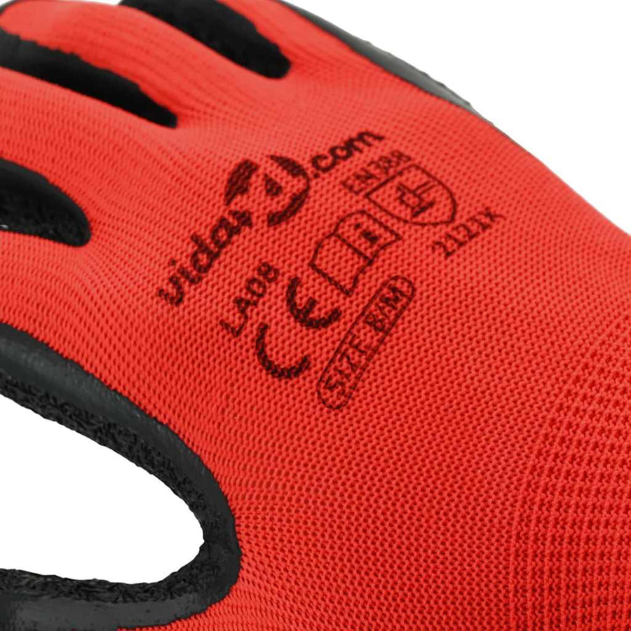 Werkhandschoenen 24 pcs Rood en Zwart 8 / m Latexcoating