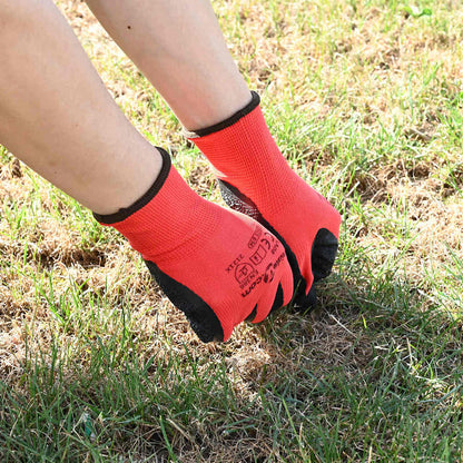 Werkhandschoenen 24 pcs Rood en Zwart 9 / l Latexcoating
