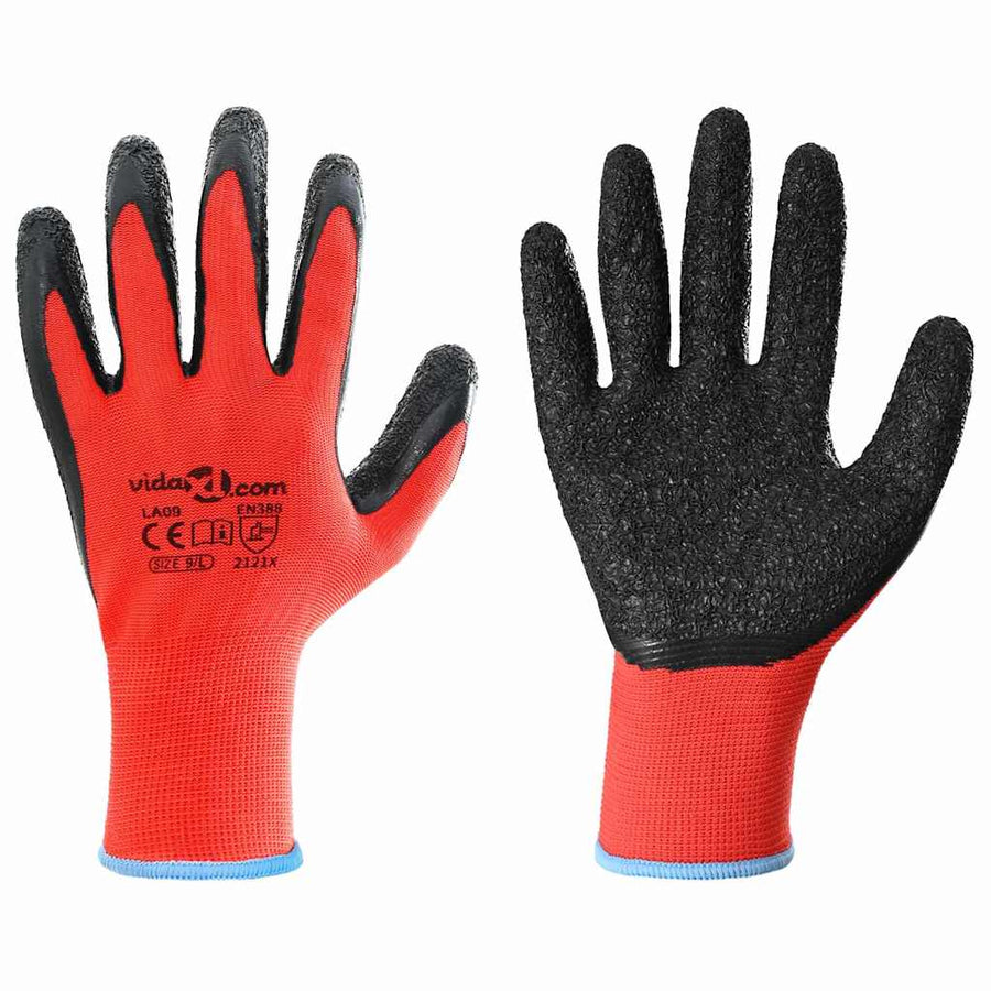 Werkhandschoenen 24 pcs Rood en Zwart 9 / l Latexcoating