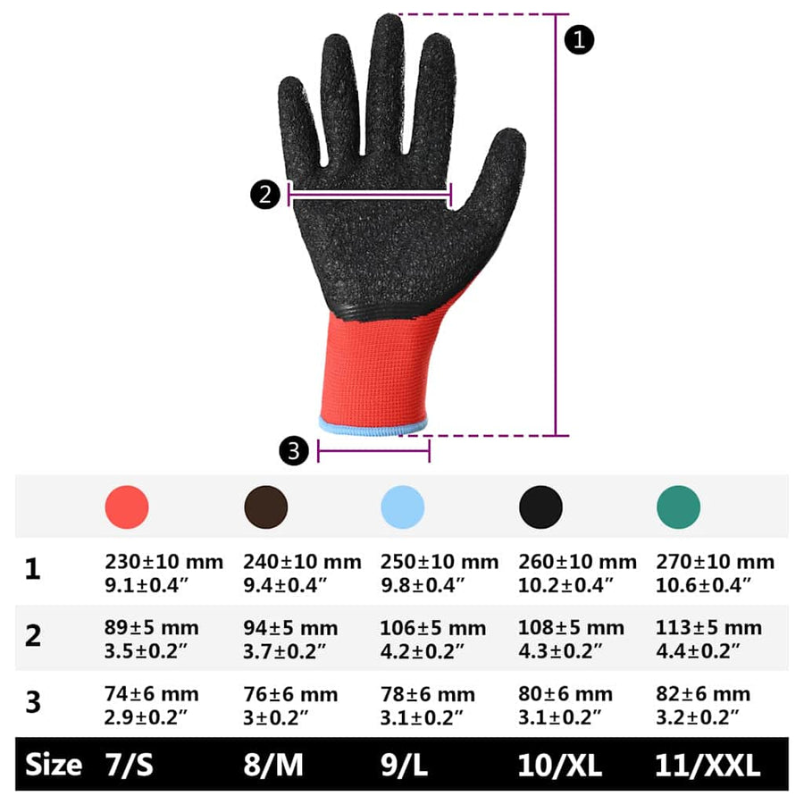 Werkhandschoenen 24 pcs Rood en Zwart 9 / l Latexcoating