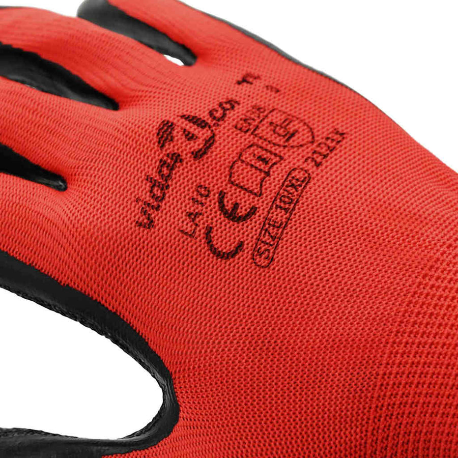 Werkhandschoenen 12 pcs Rood en Zwart 10 / xl Latexcoating