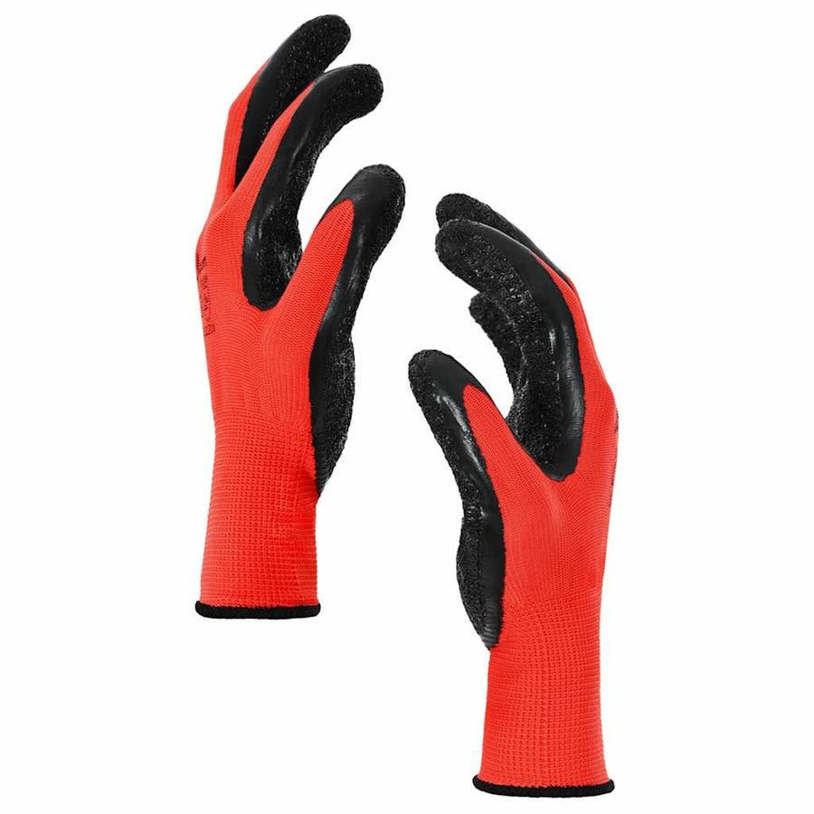 Werkhandschoenen 12 pcs Rood en Zwart 10 / xl Latexcoating
