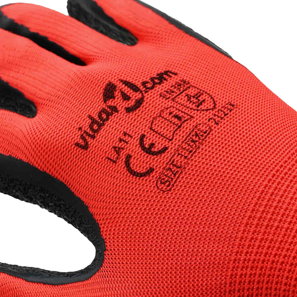 Werkhandschoenen 12 pcs Rood en Zwart 11 / XXL Latexcoating