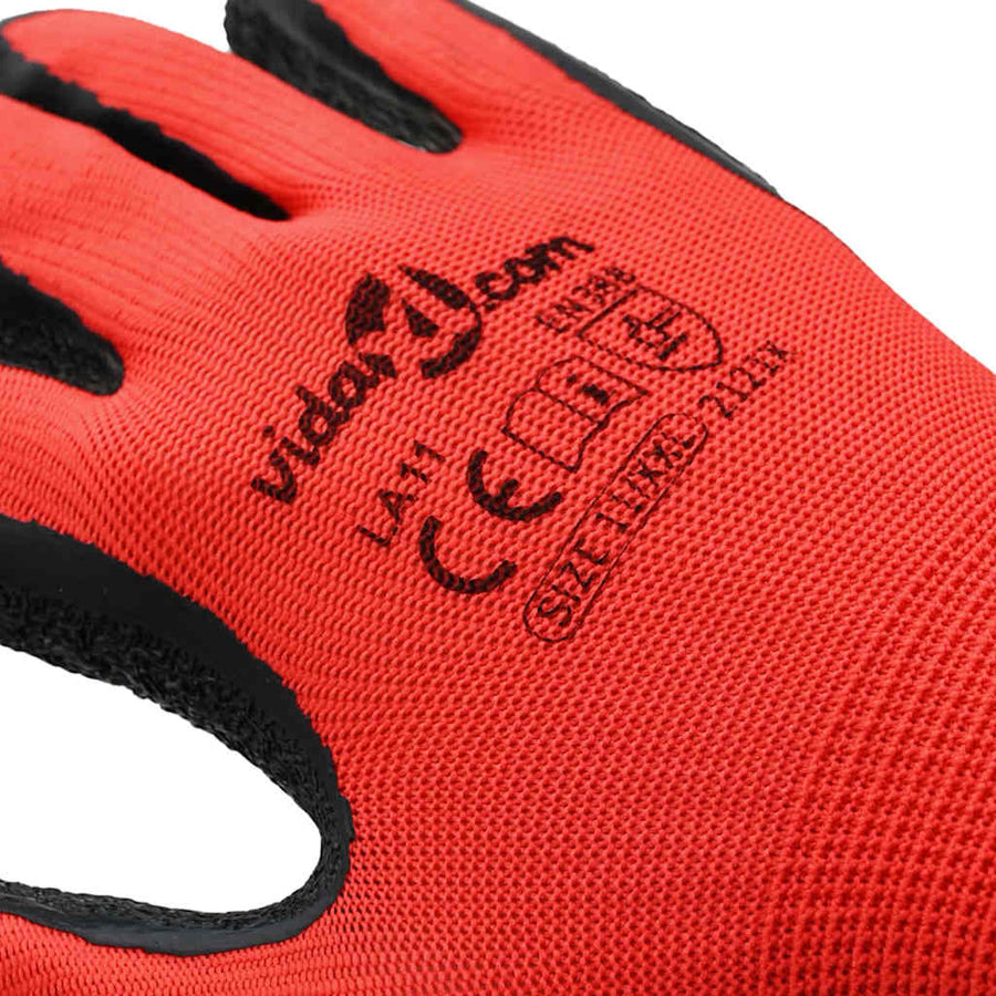Werkhandschoenen 24 pcs Rood en Zwart 11 / XXL Latexcoating