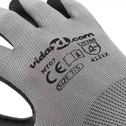 Werkhandschoenen 12 pcs Grijs en zwart 7 / S Polyester