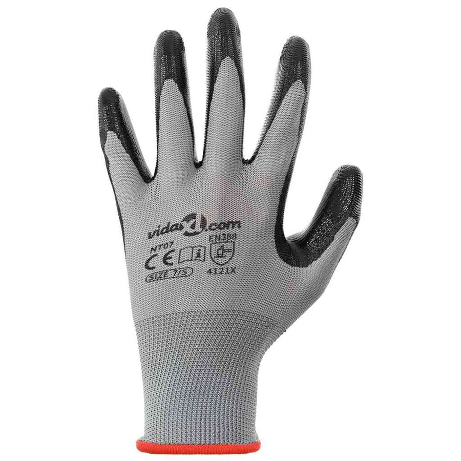 Werkhandschoenen 24 pcs Grijs en zwart 7 / S Polyester