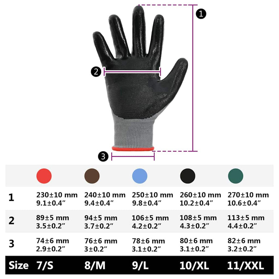 Werkhandschoenen 24 pcs Grijs en zwart 7 / S Polyester