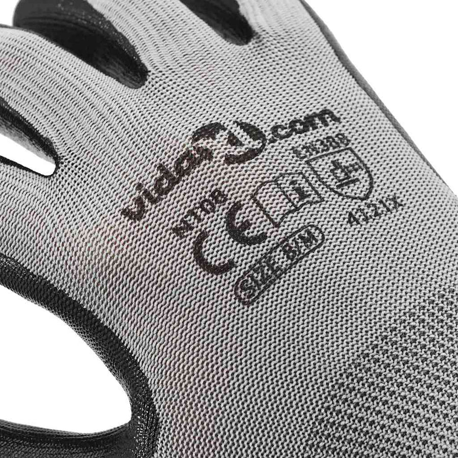 Werkhandschoenen 12 pcs Grijs en zwart 8 / m Polyester