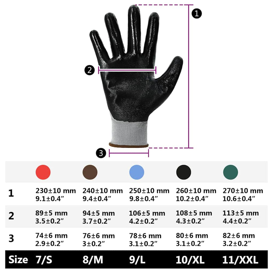 Werkhandschoenen 12 pcs Grijs en zwart 8 / m Polyester