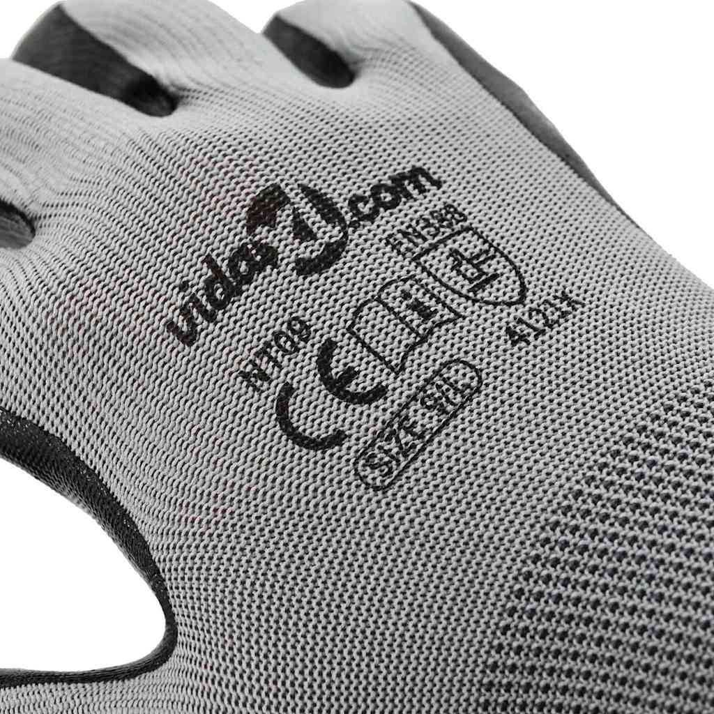 Werkhandschoenen 24 pcs Grijs en zwart 9 / l Polyester