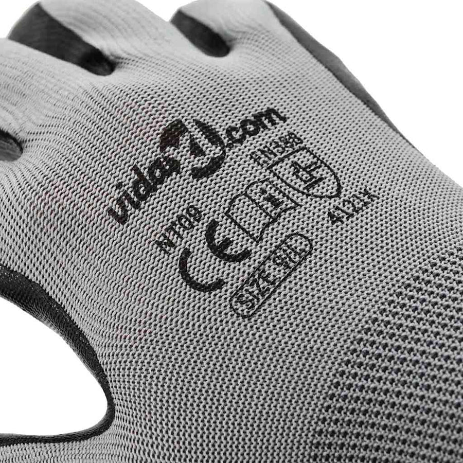 Werkhandschoenen 24 pcs Grijs en zwart 9 / l Polyester