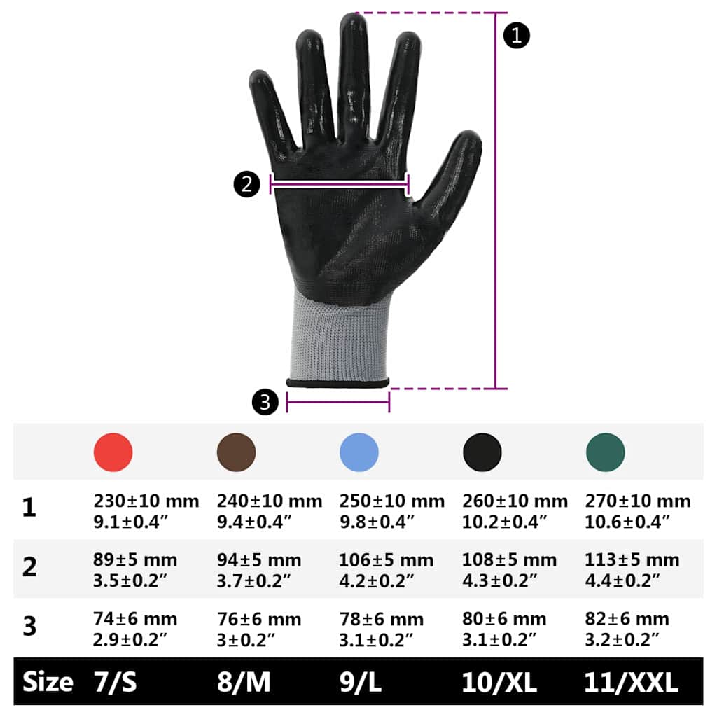 Werkhandschoenen 12 pcs Grijs en zwart 10 / xl Polyester