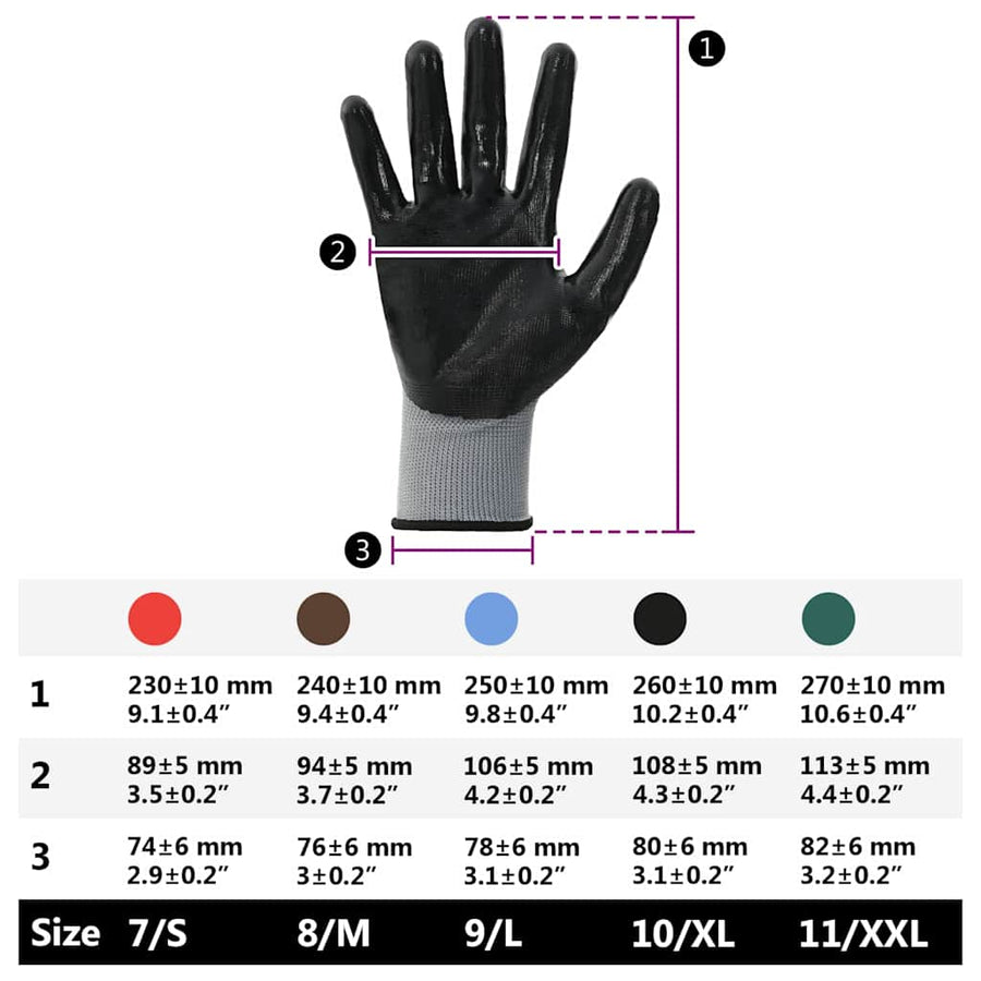 Werkhandschoenen 24 pcs Grijs en zwart 10 / xl Polyester