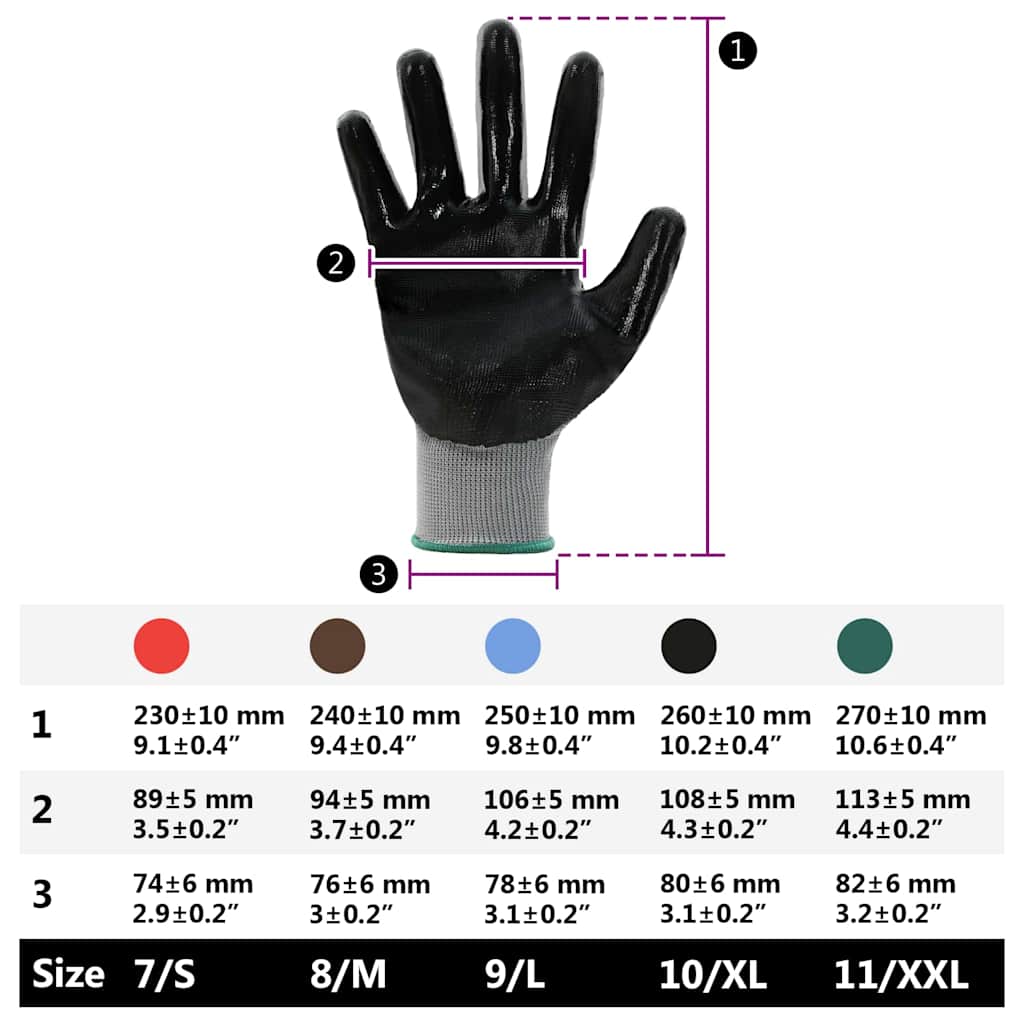 Werkhandschoenen 12 pcs Grijs en zwart 11 / XXL Polyester
