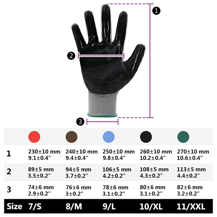 Werkhandschoenen 12 pcs Grijs en zwart 11 / XXL Polyester