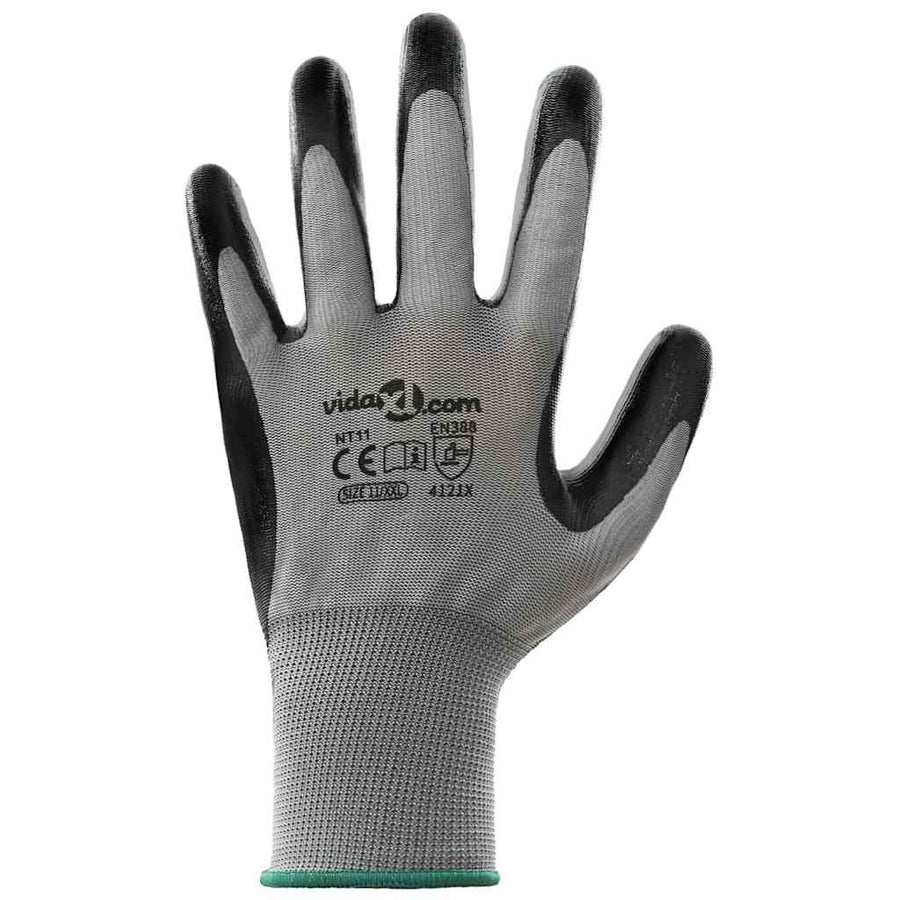 Werkhandschoenen 24 pcs Grijs en zwart 11 / XXL Polyester