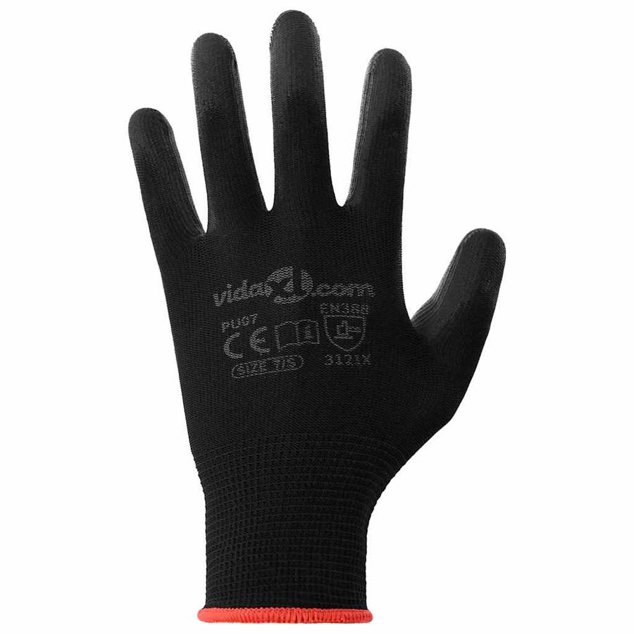 Werkhandschoenen 12 pcs Zwart 7 / S Polyester