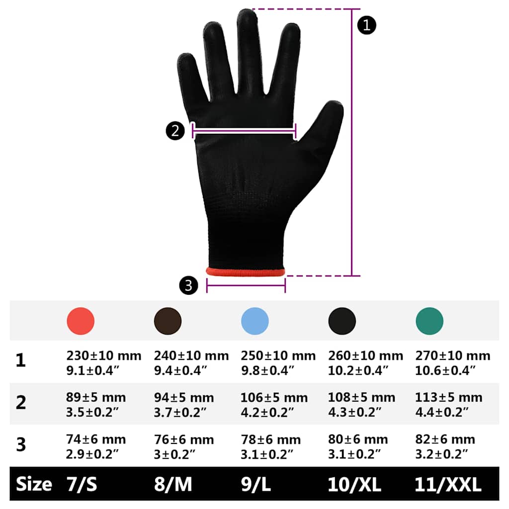 Werkhandschoenen 12 pcs Zwart 7 / S Polyester