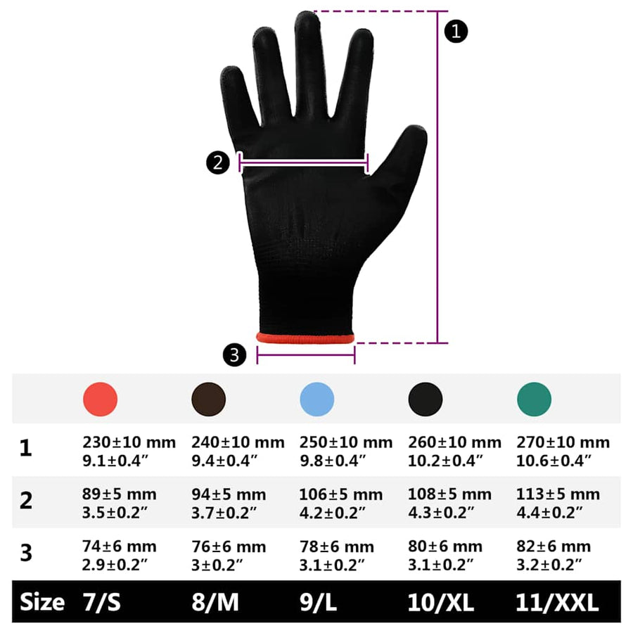 Werkhandschoenen 24 pcs Zwart 7 / S Polyester