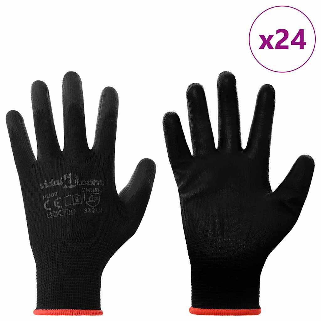 Werkhandschoenen 24 pcs Zwart 7 / S Polyester