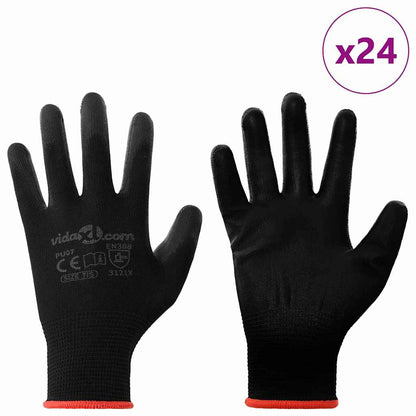 Werkhandschoenen 24 pcs Zwart 7 / S Polyester