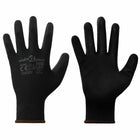Werkhandschoenen 12 paar polyester zwart maat 8