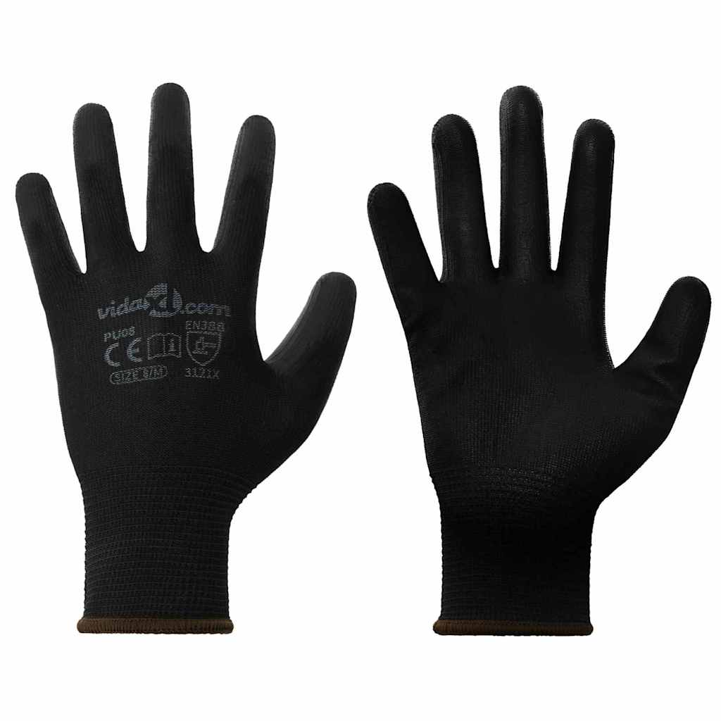 Werkhandschoenen 12 pcs Zwart 8 / m Polyester