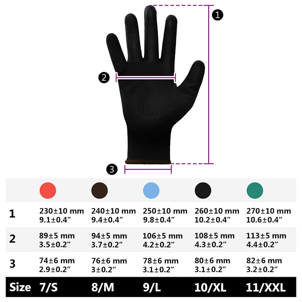 Werkhandschoenen 12 pcs Zwart 8 / m Polyester