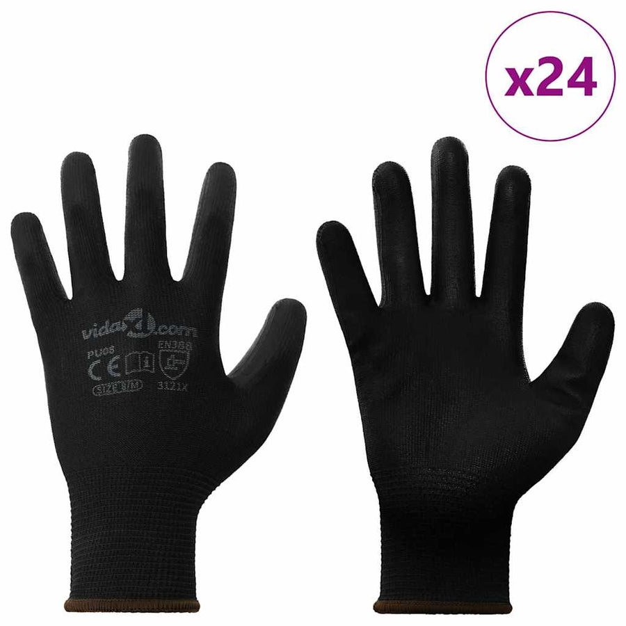 Werkhandschoenen 24 pcs Zwart 8 / m Polyester