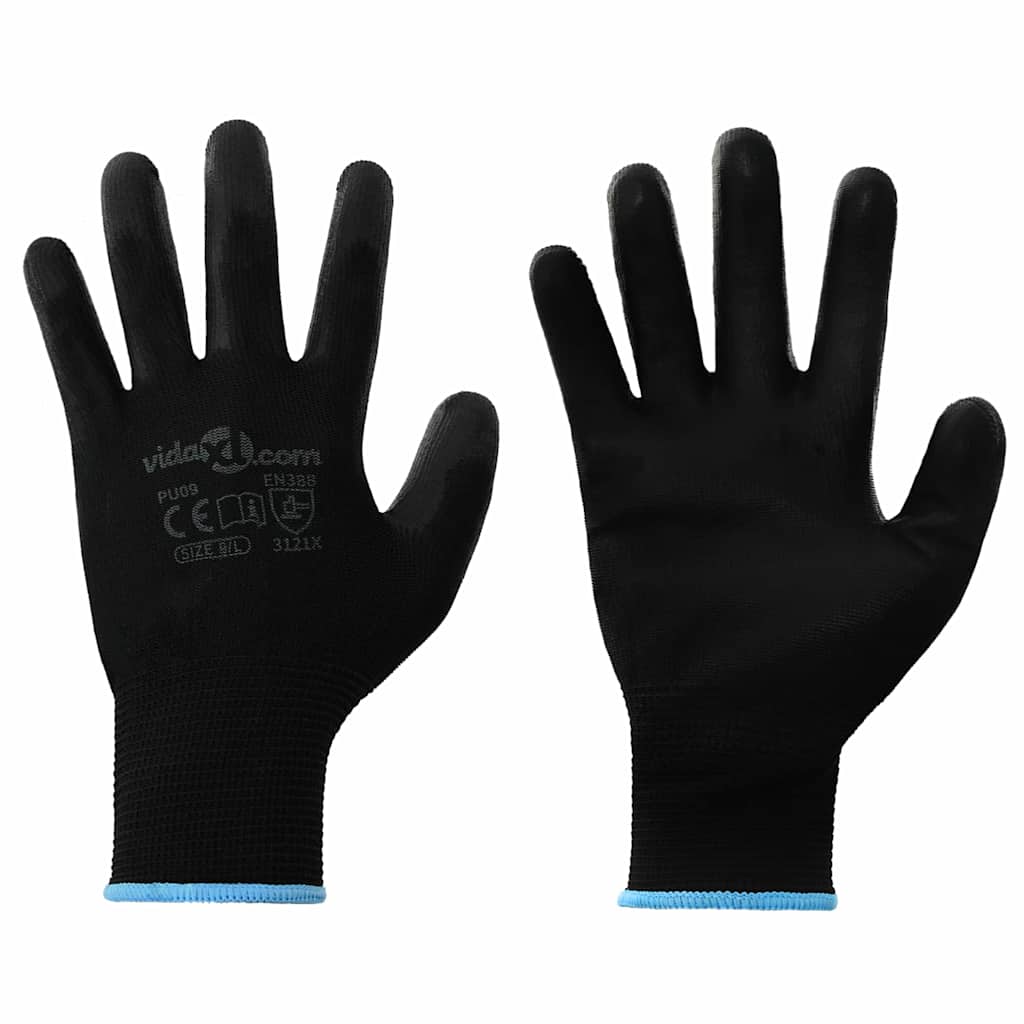 Werkhandschoenen 12 pcs Zwart 9 / l Polyester