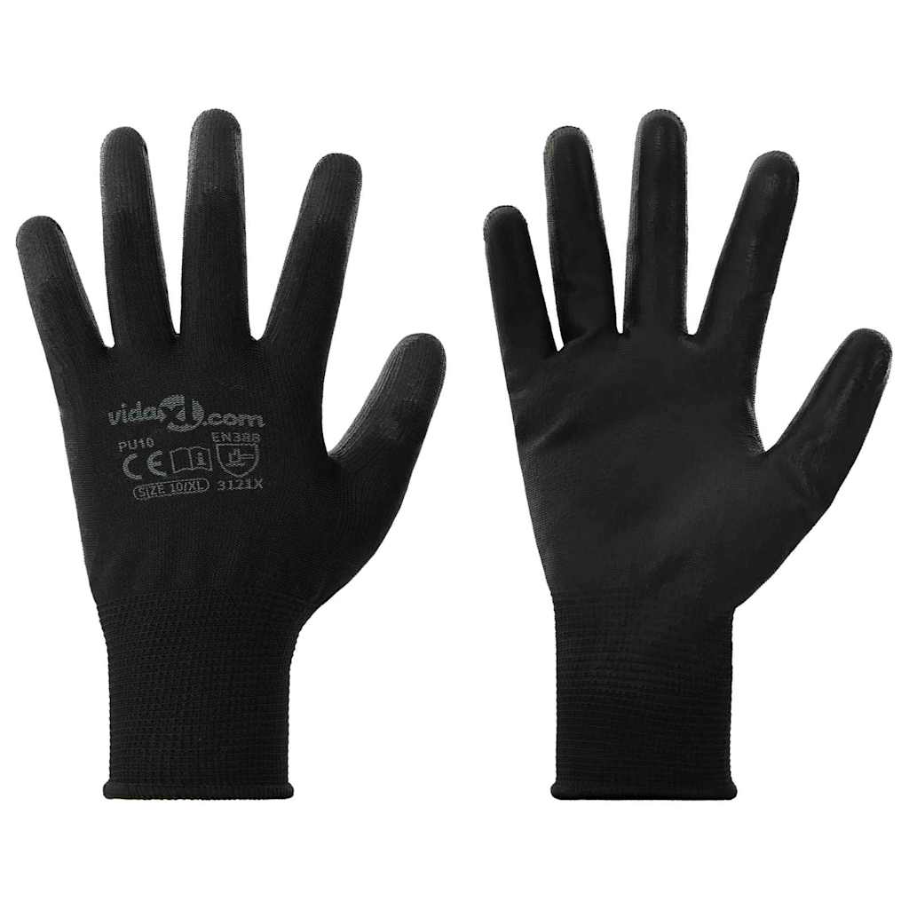 Werkhandschoenen 12 pcs Zwart 10 / xl Polyester