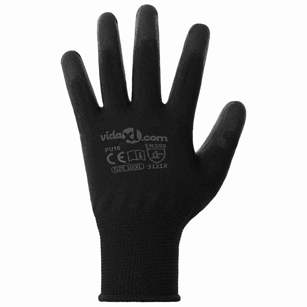 Werkhandschoenen 24 pcs Zwart 10 / xl Polyester