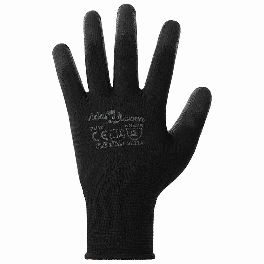 Werkhandschoenen 24 pcs Zwart 10 / xl Polyester