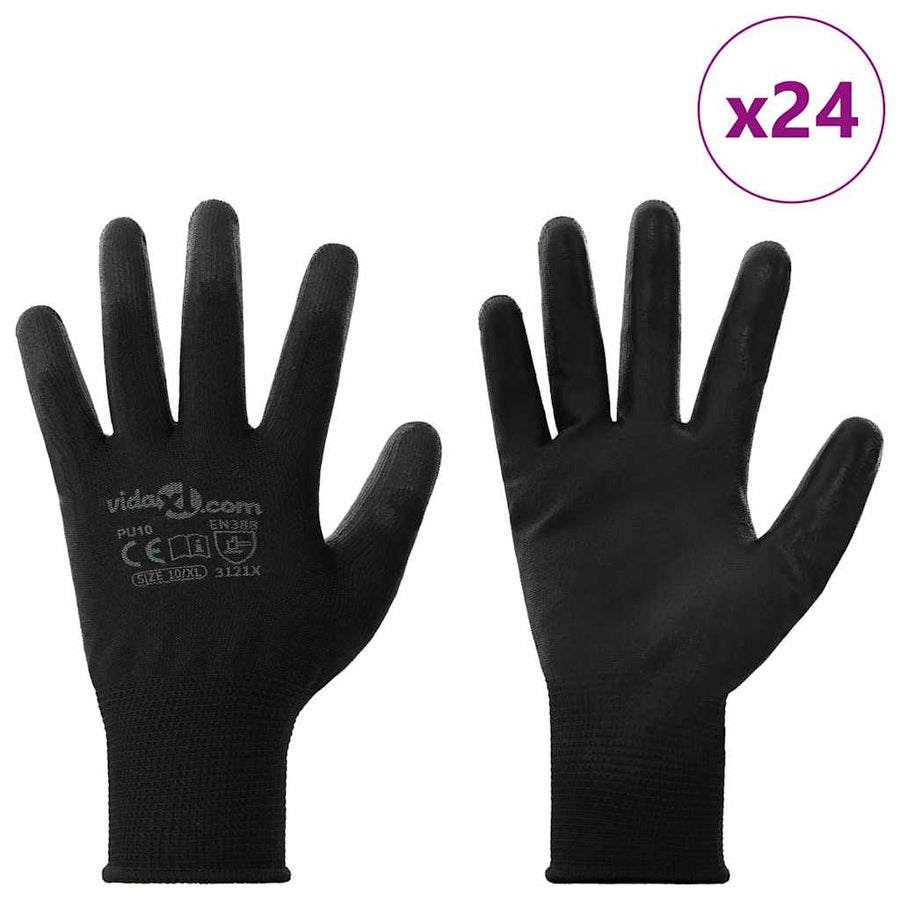 Werkhandschoenen 24 pcs Zwart 10 / xl Polyester